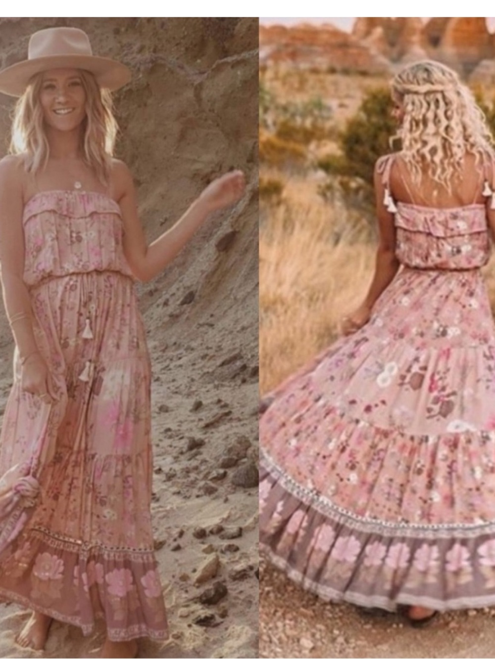 Spell Dress Wild Bloom Strappy Maxi in Pink Floral